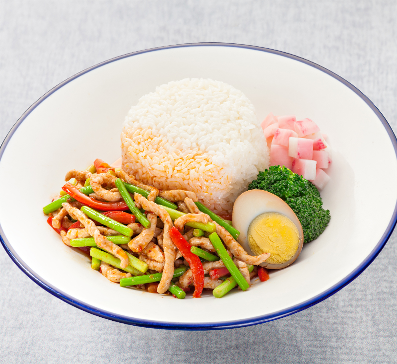蒜苔肉丝套饭